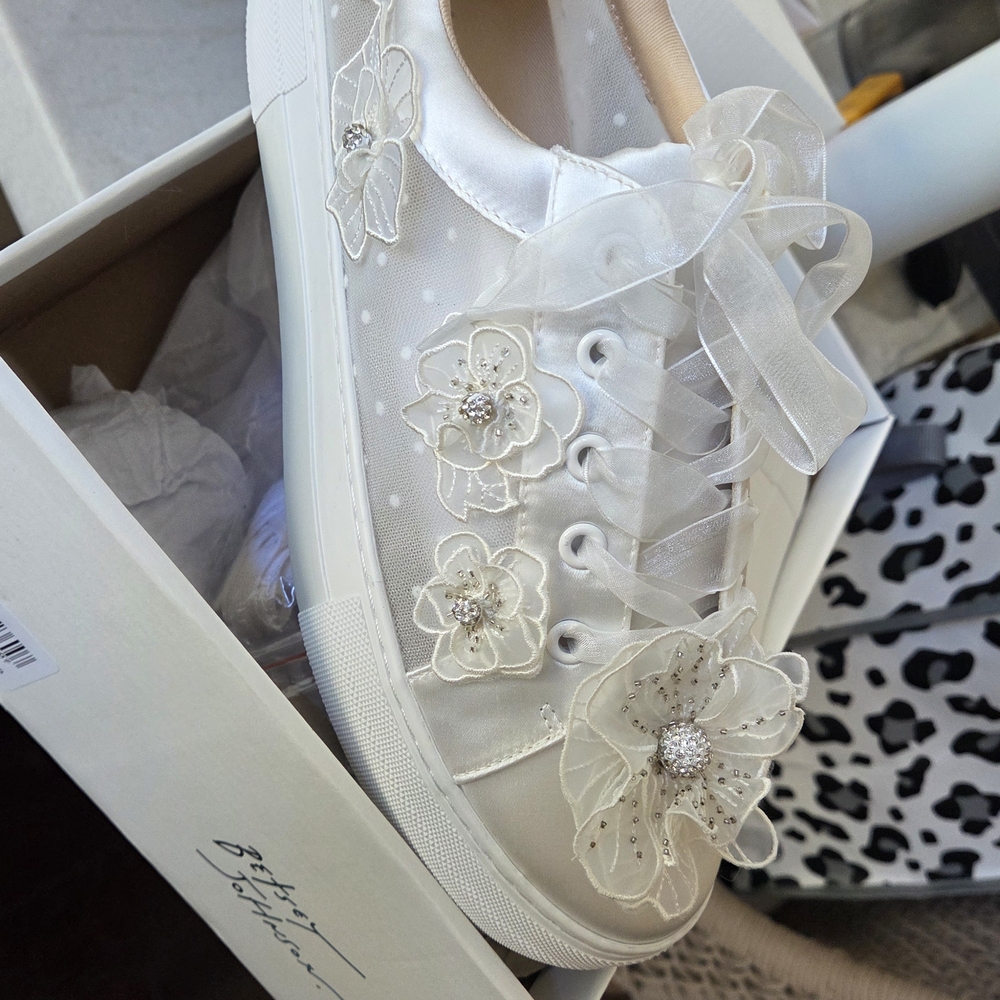 Betsey Johnson Cream Floral Sneakers